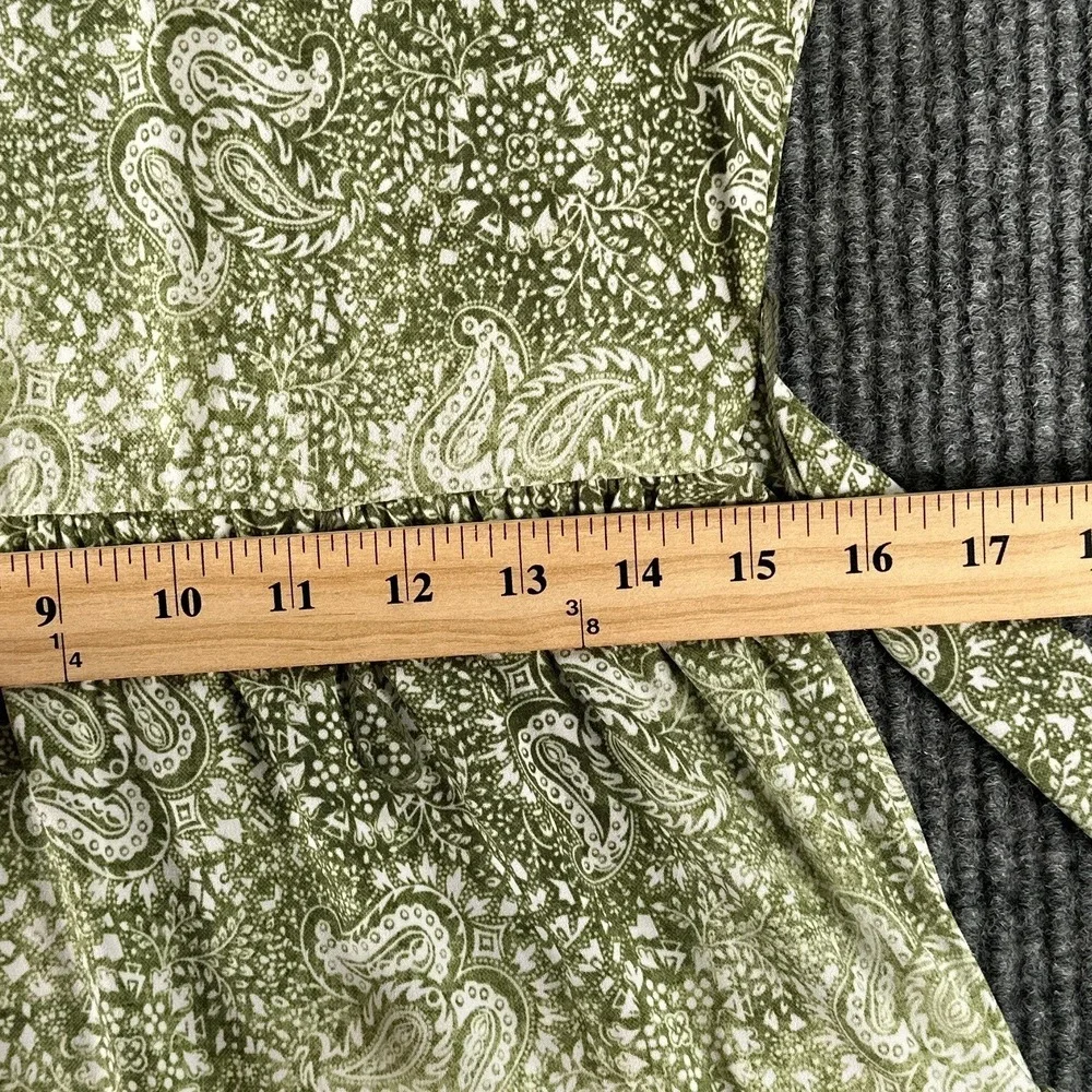 Michael Kors Womens Green Paisley Ruffle Hem Tie Waist Dress Size M Short Sleeve